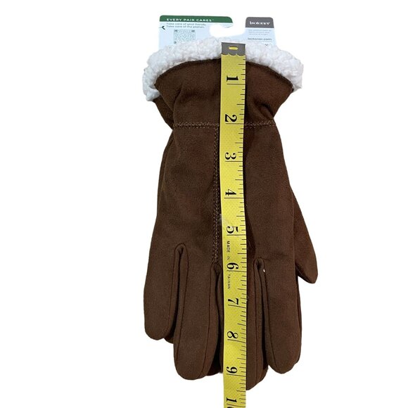 Isotoner Women's Smartdri Gloves W/ Sherpa Cuff Brown Cognac Size S/M New - Picture 4 of 4